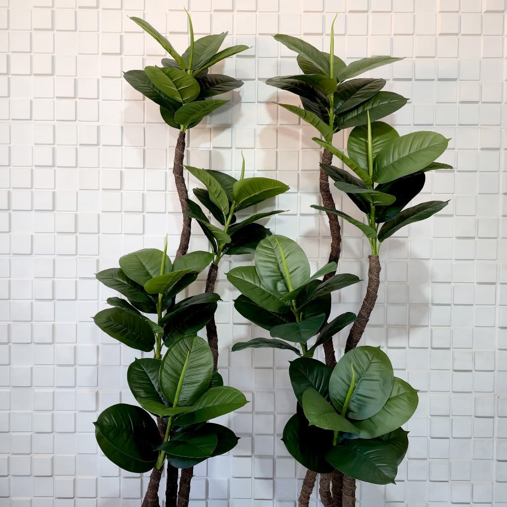Kit 2 Ficus Lyrata Artificial Fícus Verde Outono Sem Vaso Decorativo