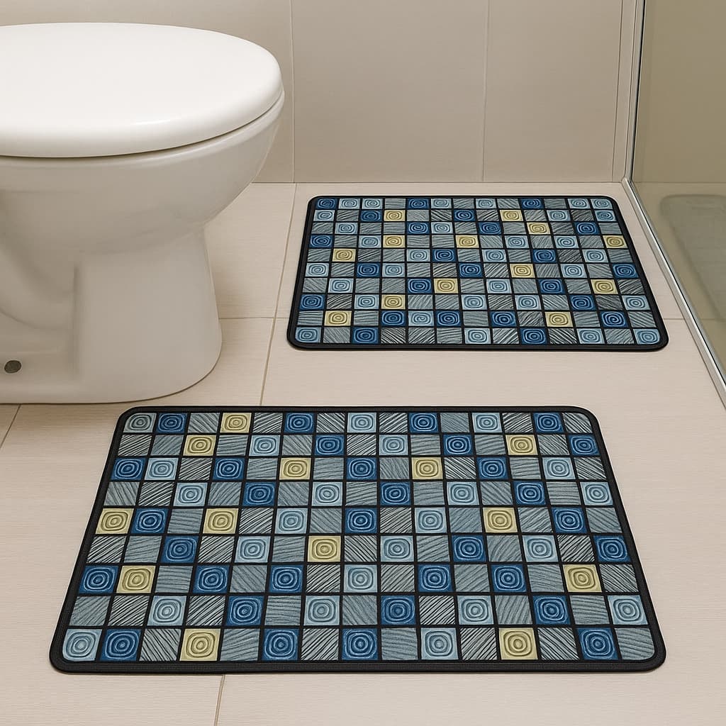Conjunto de 2 Tapetes para Banheiro Absorventes e Antiderrapantes