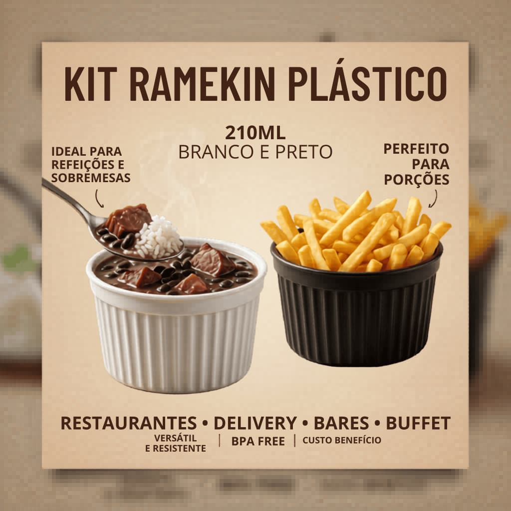 Kit 5 / 10 / 15 Ramekin NAWO 210ml Plástico Ramequim Melamina Molho Buffet Molheira petisqueira