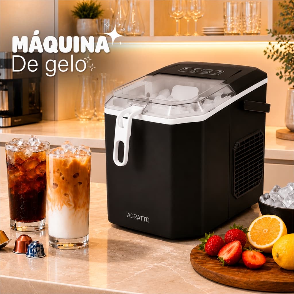Maquina de Gelo 12Kg Gelo Pronto em 6 Minutos Maquina de Gelo Turbo Agratto Maquina Que Faz Gelo