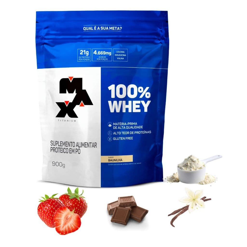 WHEY 100% MAX TITANIUM 900G REFIL