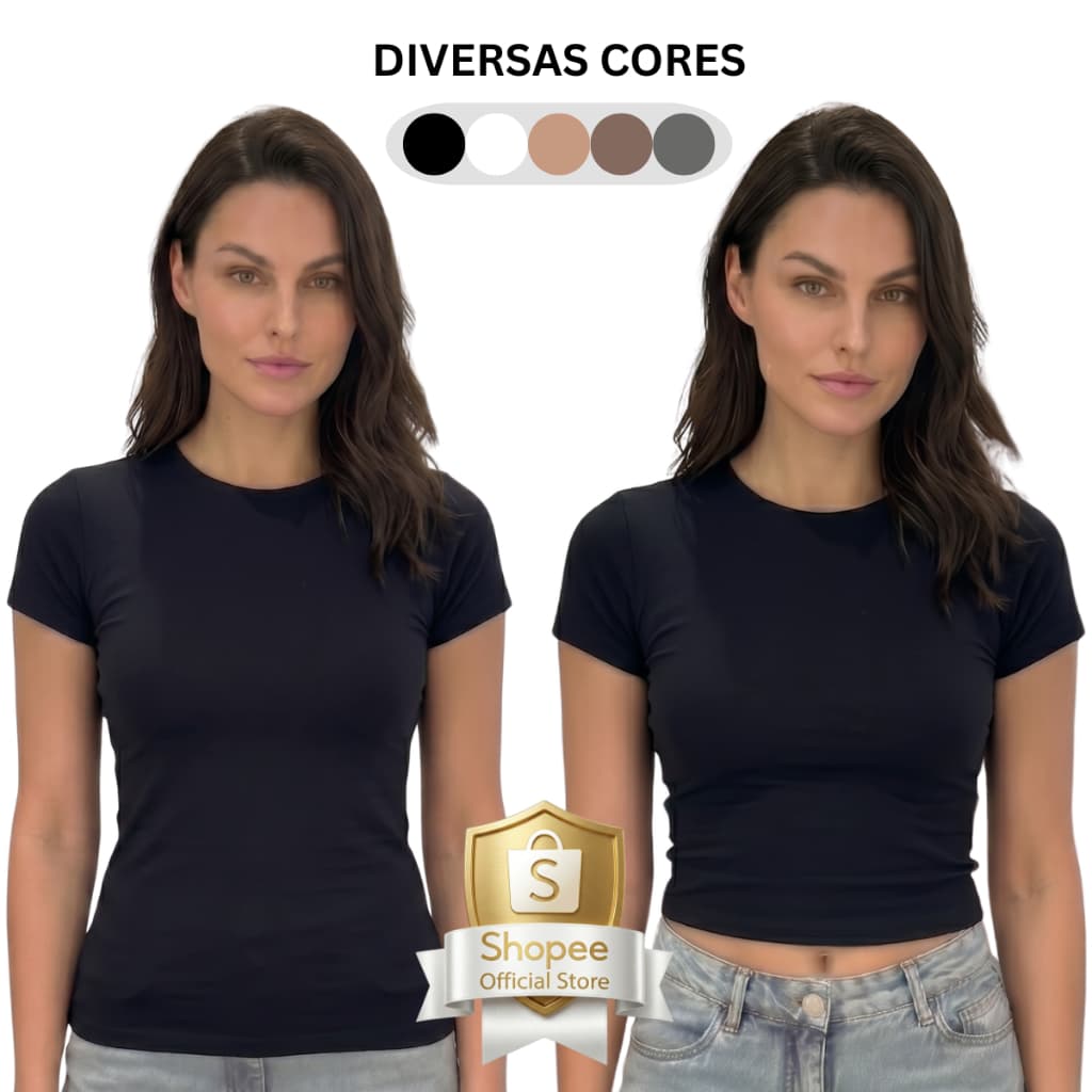Blusa BabyTee Feminina Babylook Manga Curta Suplex Slim Fit Blusa Compressão Academia Casual