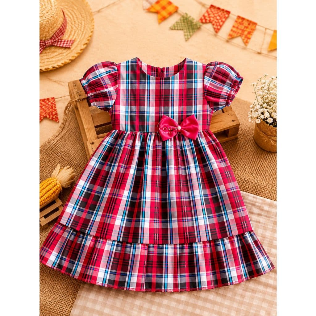 Vestido de Festa Junina Xadrez Menina Caipirinha