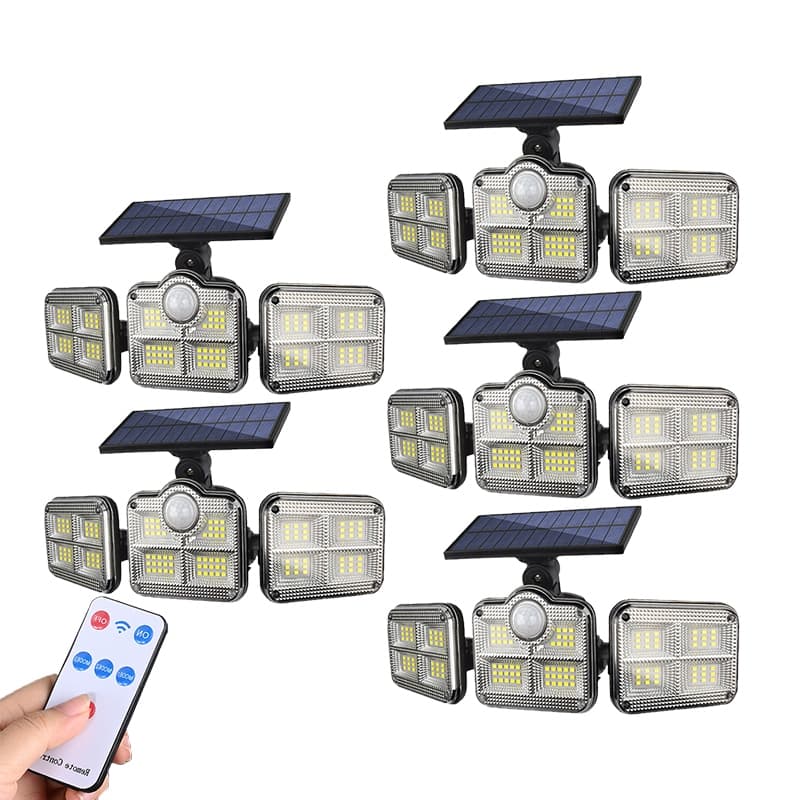 Refletor Solar LED Externo Impermeável Com Sensor Iluminação Para Jardim Quintal Muro Atacado Kit 5 Peças Premium