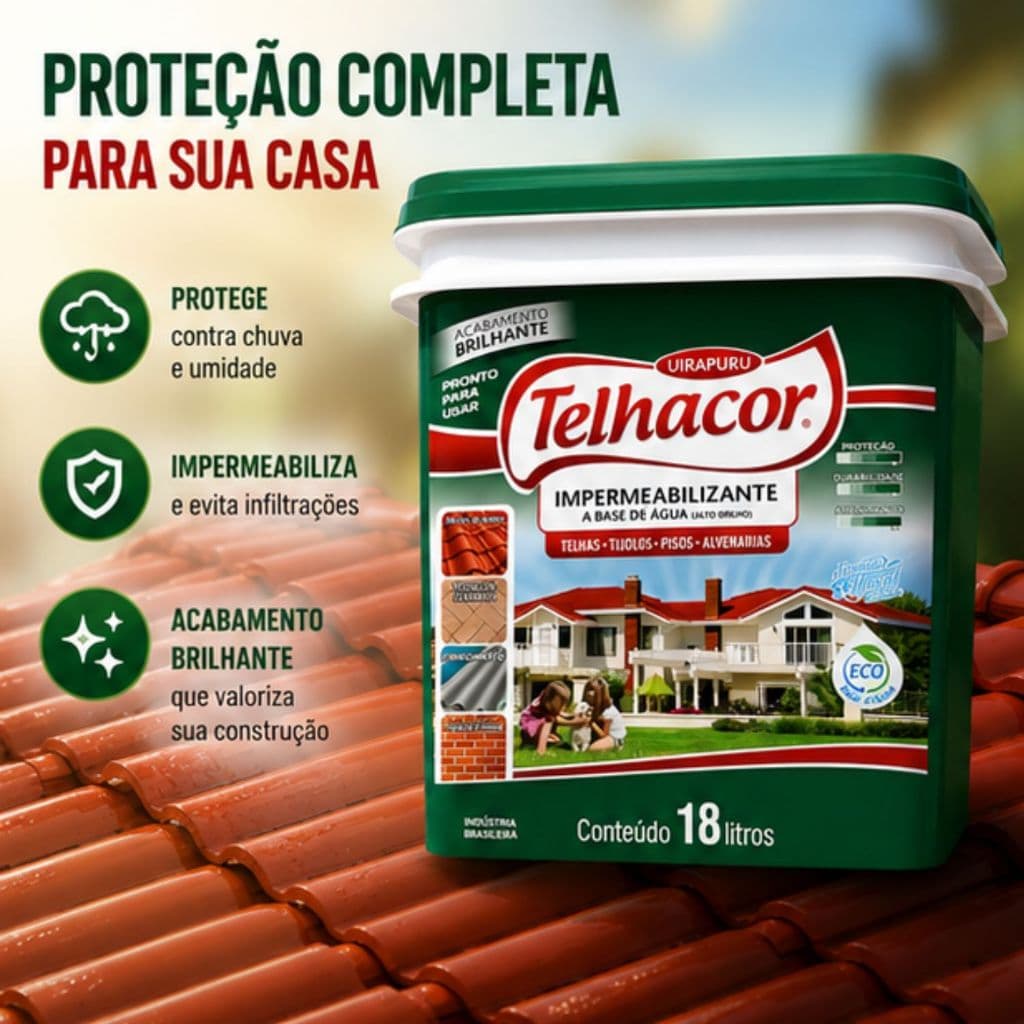 Resina A Base De Agua Telhacor Cores Telhados Tijolos 18l