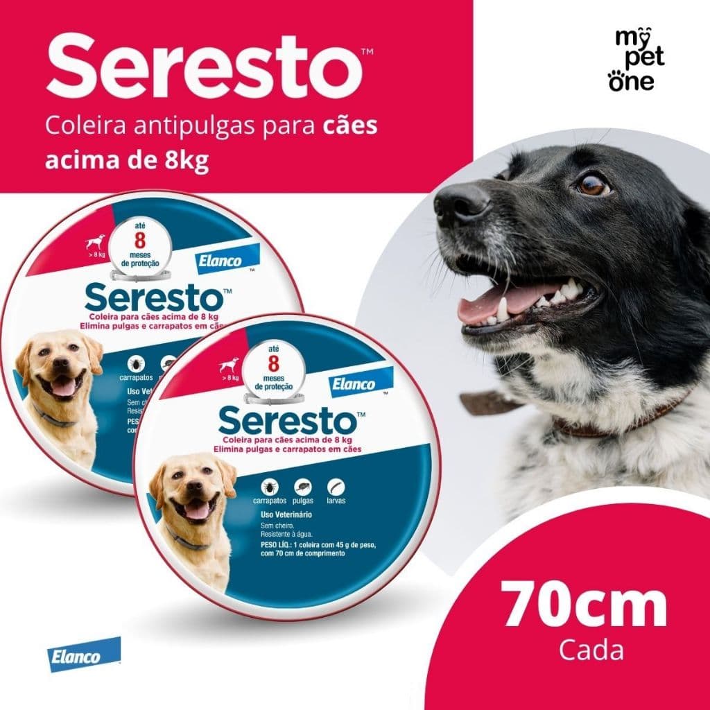 Kit 2 Coleira Antipulgas e Carrapatos Elanco Seresto - Cães acima de 8 Kg