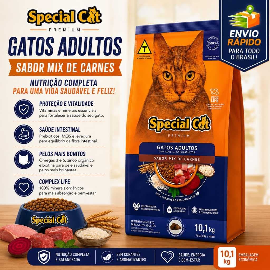 Ração Special Cat Mix Para Gatos Adultos 10,1kg Envio Rápido
