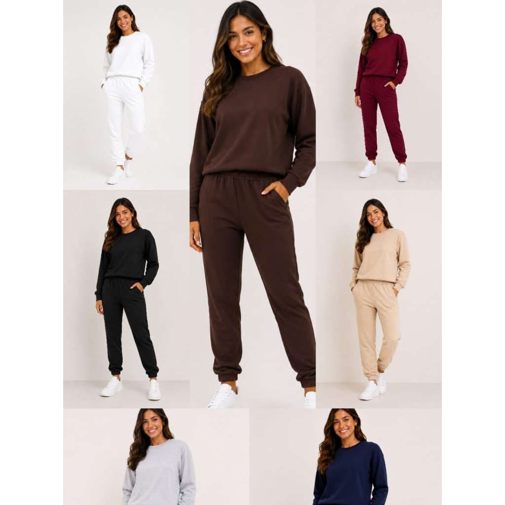 Conjunto Moletom Feminino Inverno Blusa Manga Longa e Calça Jogger Confortável