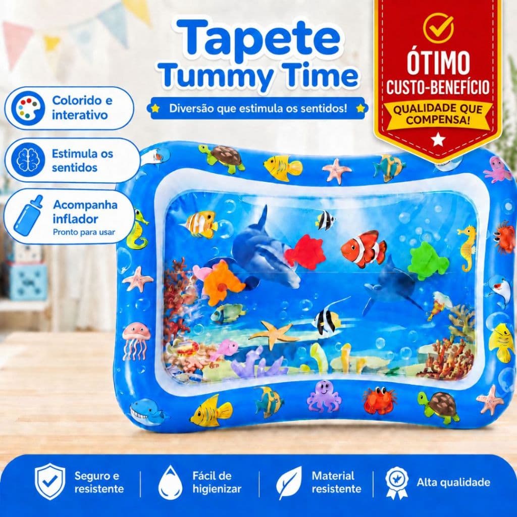 Tapete Inflável Água Atividades Sensorial Almofada Infantil Menino e Menina  Bebê Tummy Time