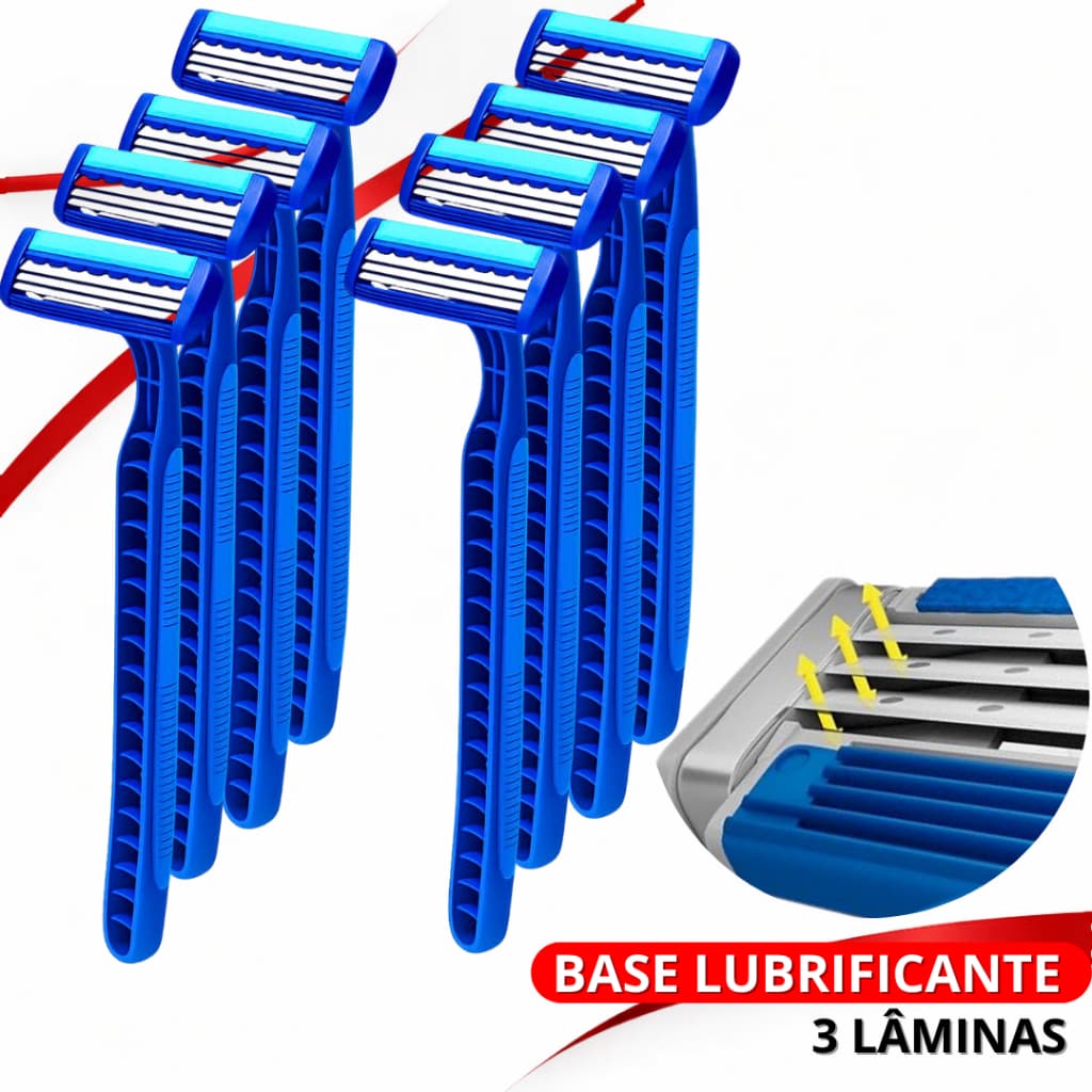 Kit 48/24/12 Barbeador 3 Lâminas c/ Base Lubrificante Prestobarba