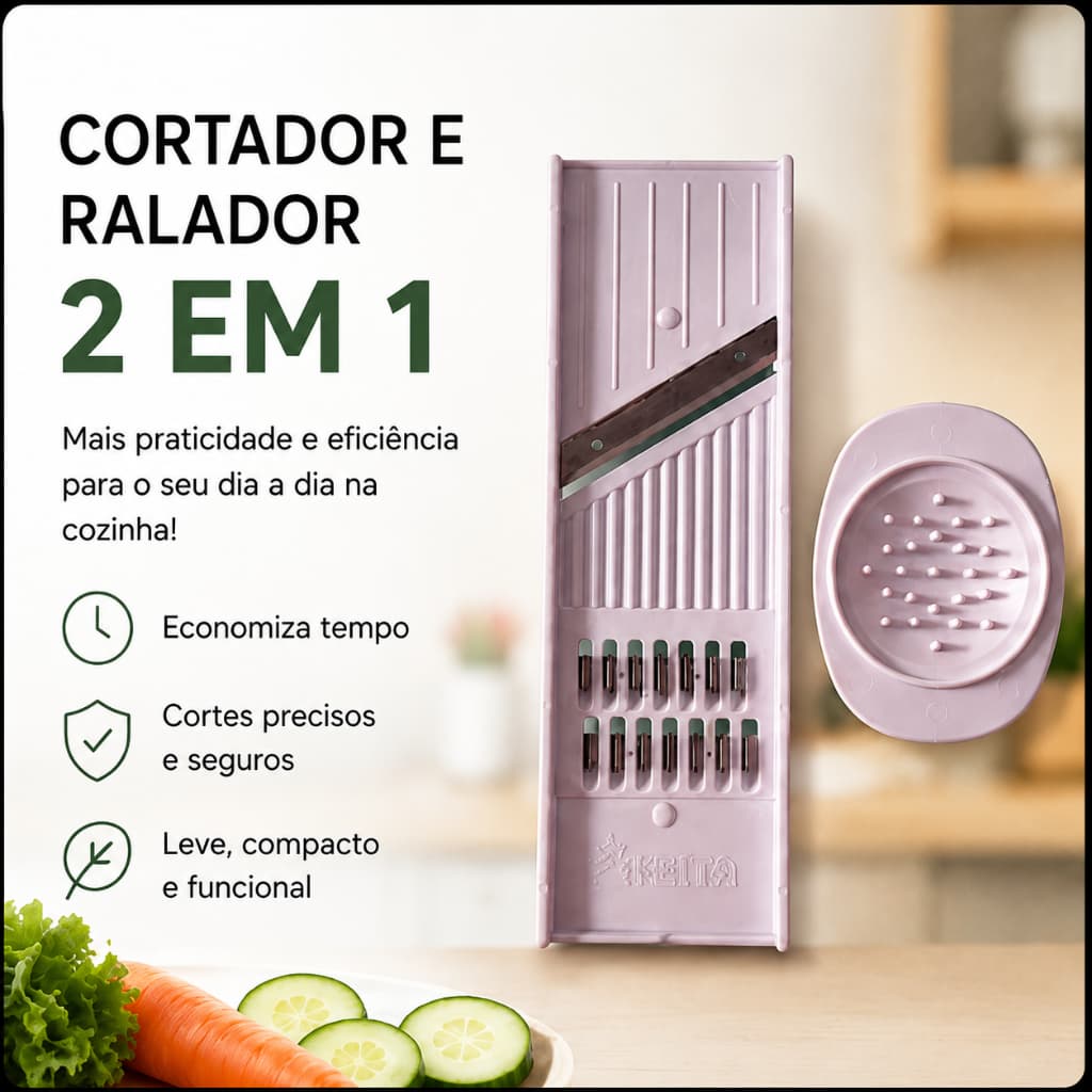 Cortador Fatiador Ralador 2 em 1 Legumes Fruta Queijo Batata Cenoura keita