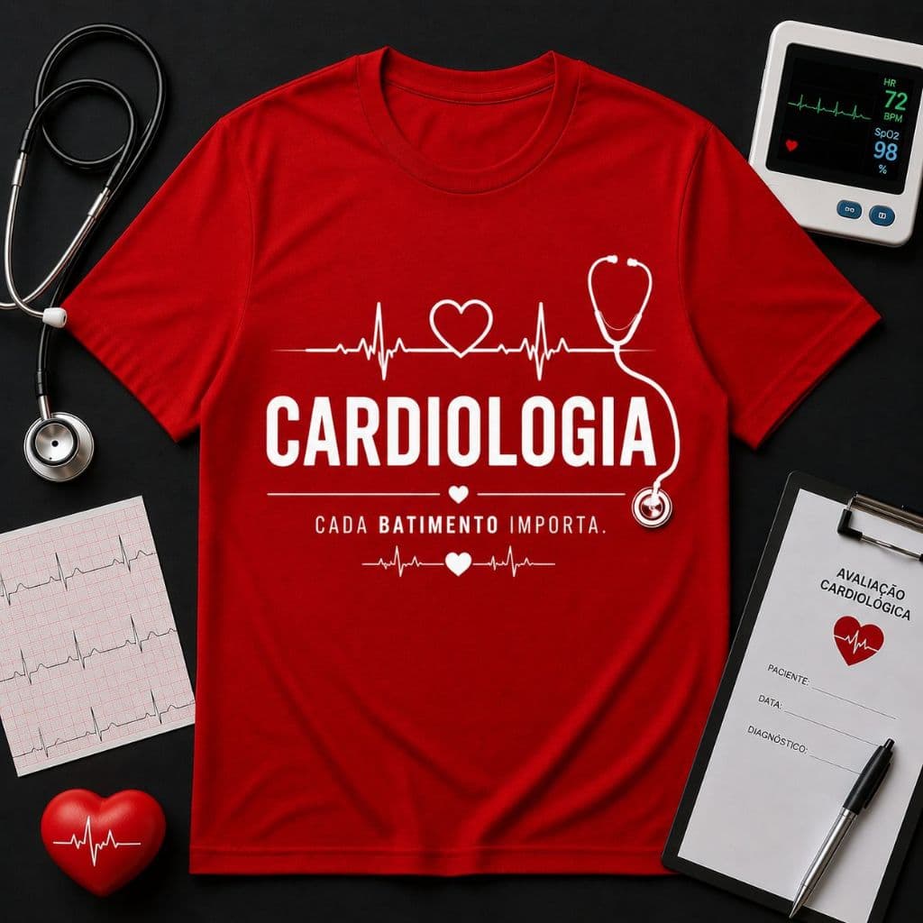 camisa camiseta vermelha linda cardiologia confortavel 100% algodão envio rapido