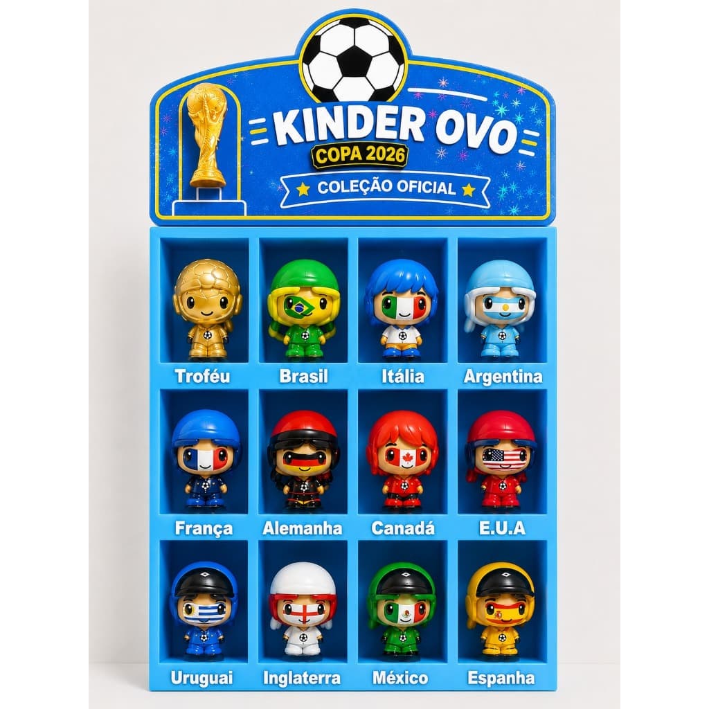 Expositor Coleção Copa do Mundo 2026 Kinder Ovo Funko Organizador Colecionáveis