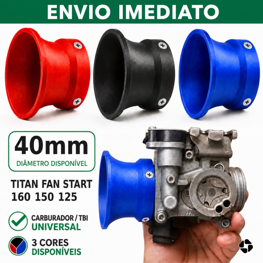 Corneta 40MM Para Carburador Tbi Titan Fan Start 160 150 125