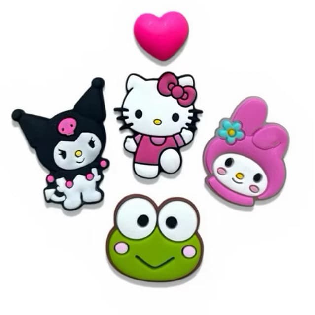 kit Pins Hello Kit  e Personagens | Acessório para Babuche | Kuromi, My Melody e Keroppi