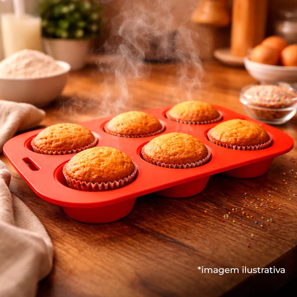 Forma Silicone Redonda Moldes Pudim Bolo Cupcake Pao Reutilizavel Antiaderente Assar Cozinhar