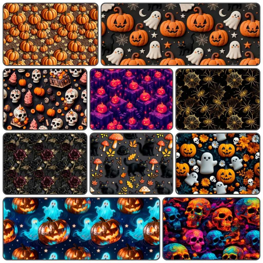 50cm Tricoline 100% Algodão Larg 1,50m Digital - Estampado Halloween - Abobora - Caveira
