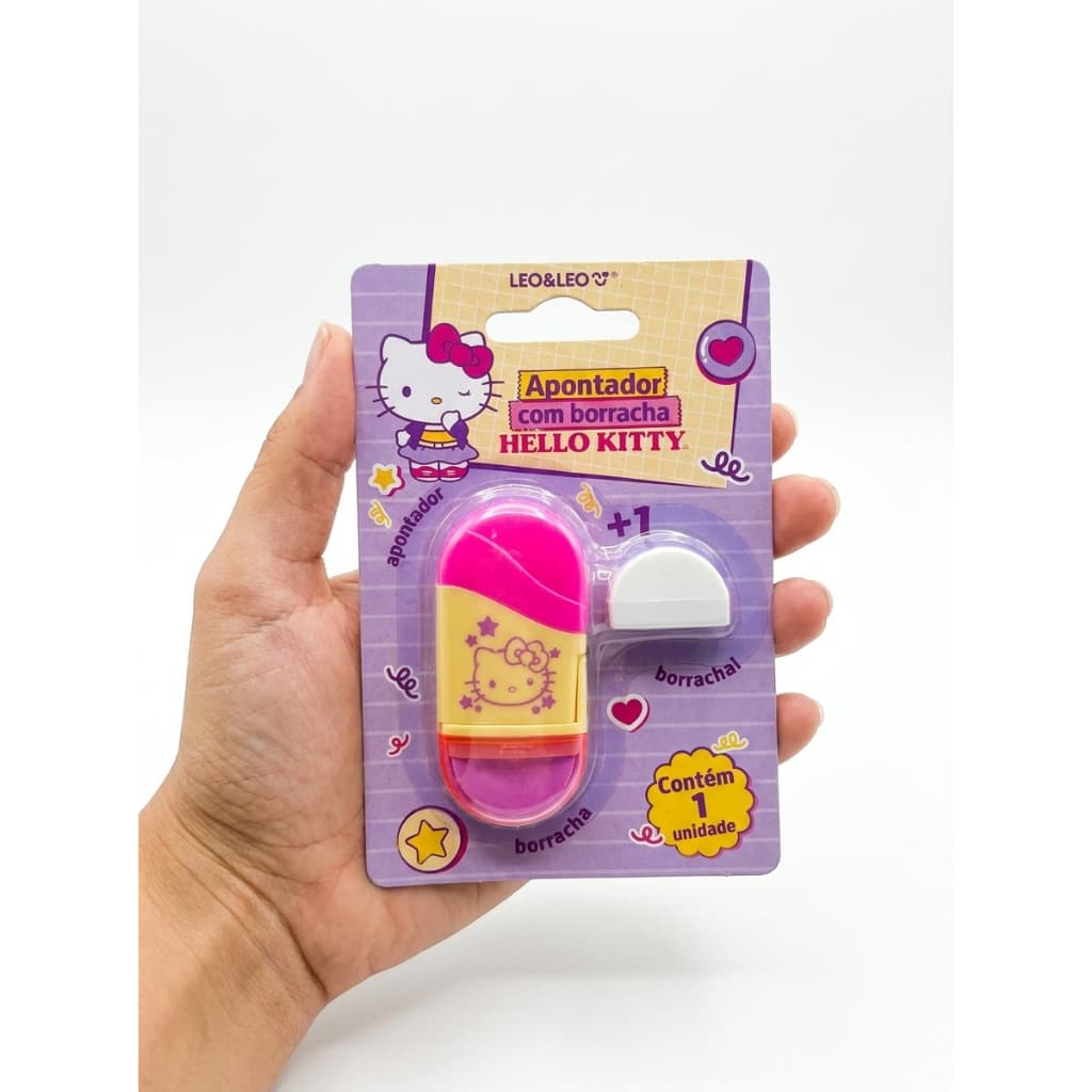 Kit Apontador e Borracha Hello Kitty Leo & Leo Material Escolar Papelaria Fofa