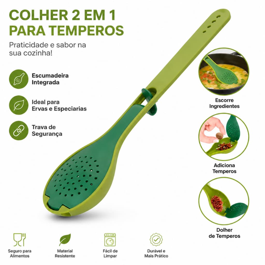 Colher Infusor Para Temperos Aço Inox Peneira Fina Ervas Especiarias Caldo Sopas Cozinhar
