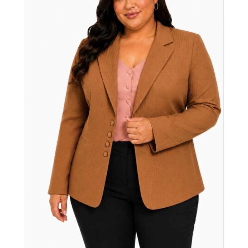 BLAZER FEMININO PLUSZESI TECIDO BENGALINE CANELADO MACIO COM MUITO ELASTANO