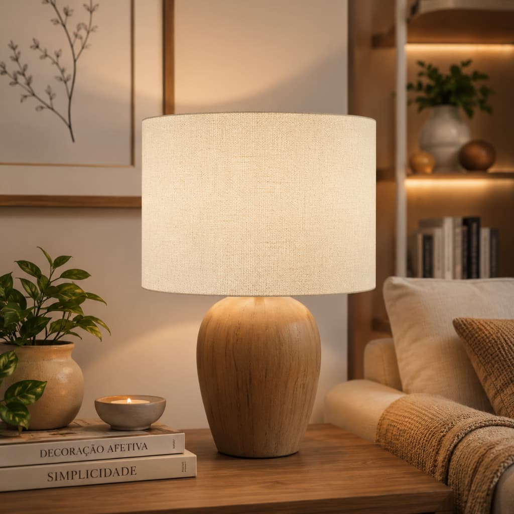 Cúpula Algodão Cru 40x40x22cm Cilíndrica E27 – para Abajur, Pendente e Luminária