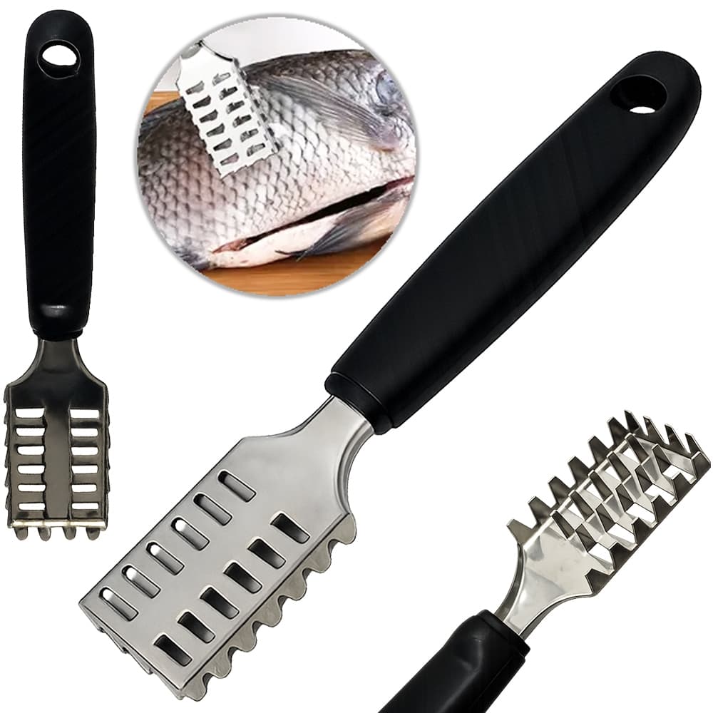 DESCAMADOR DE PEIXE DE INOX CABO PLASTICO BLACK LINE 18,3X4CM