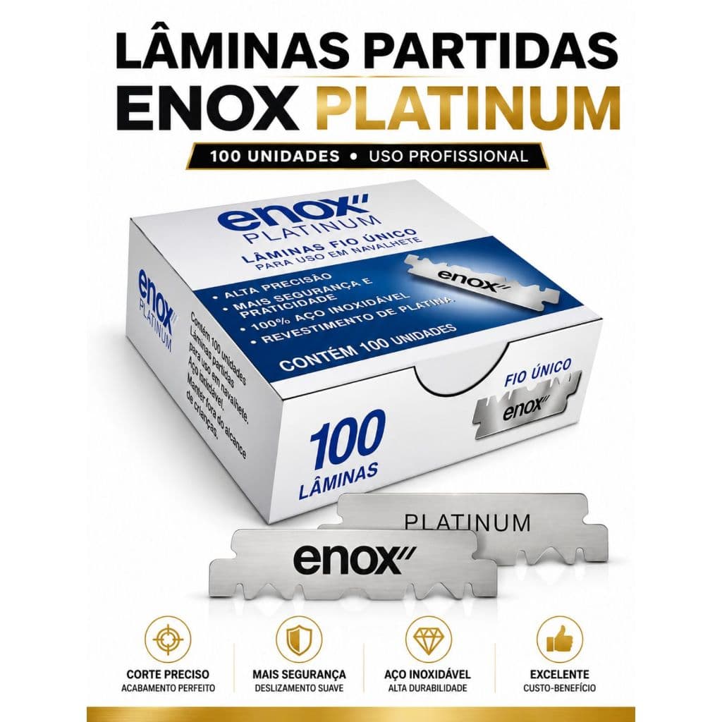 Lâmina Enox Platinum Partida Para Navalhete 100un 1/2