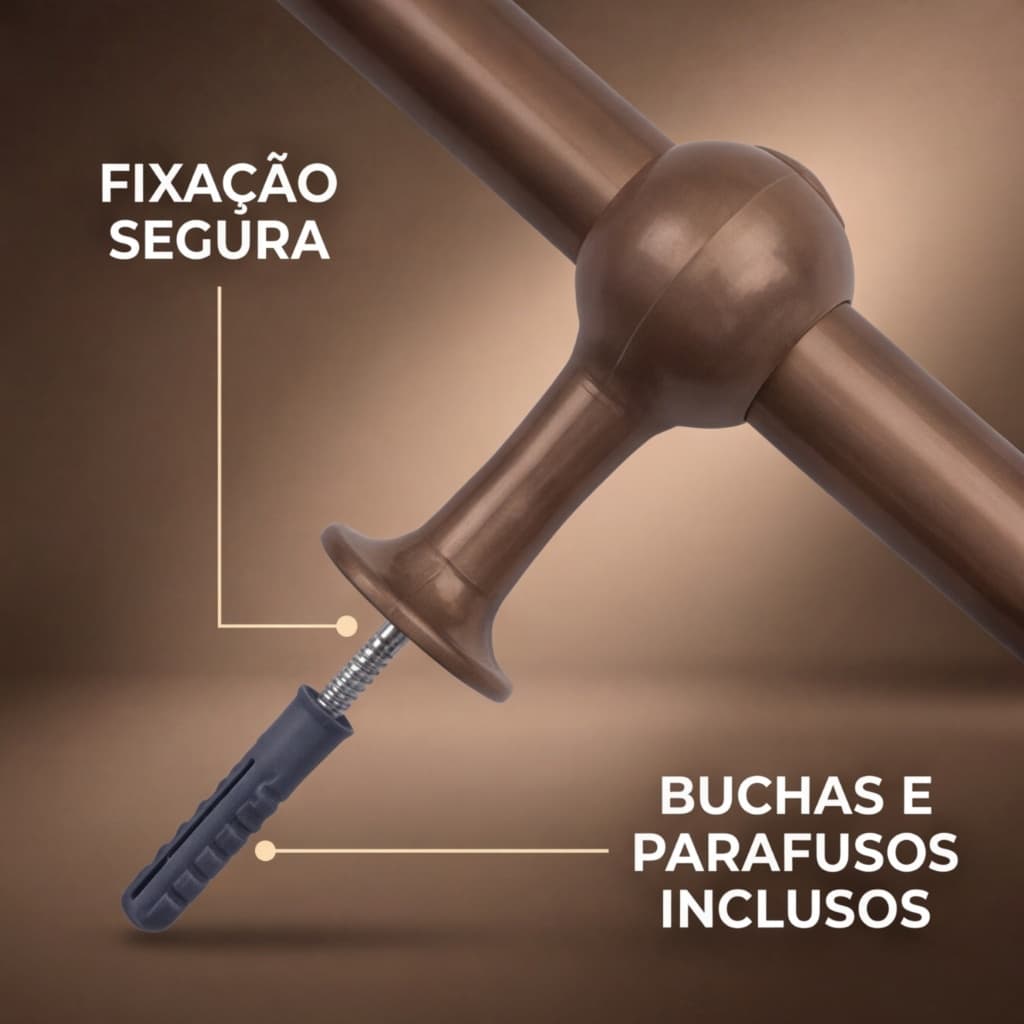 Kit Varão Simples Para Cortina 1 metro 19mm Cores Diversas