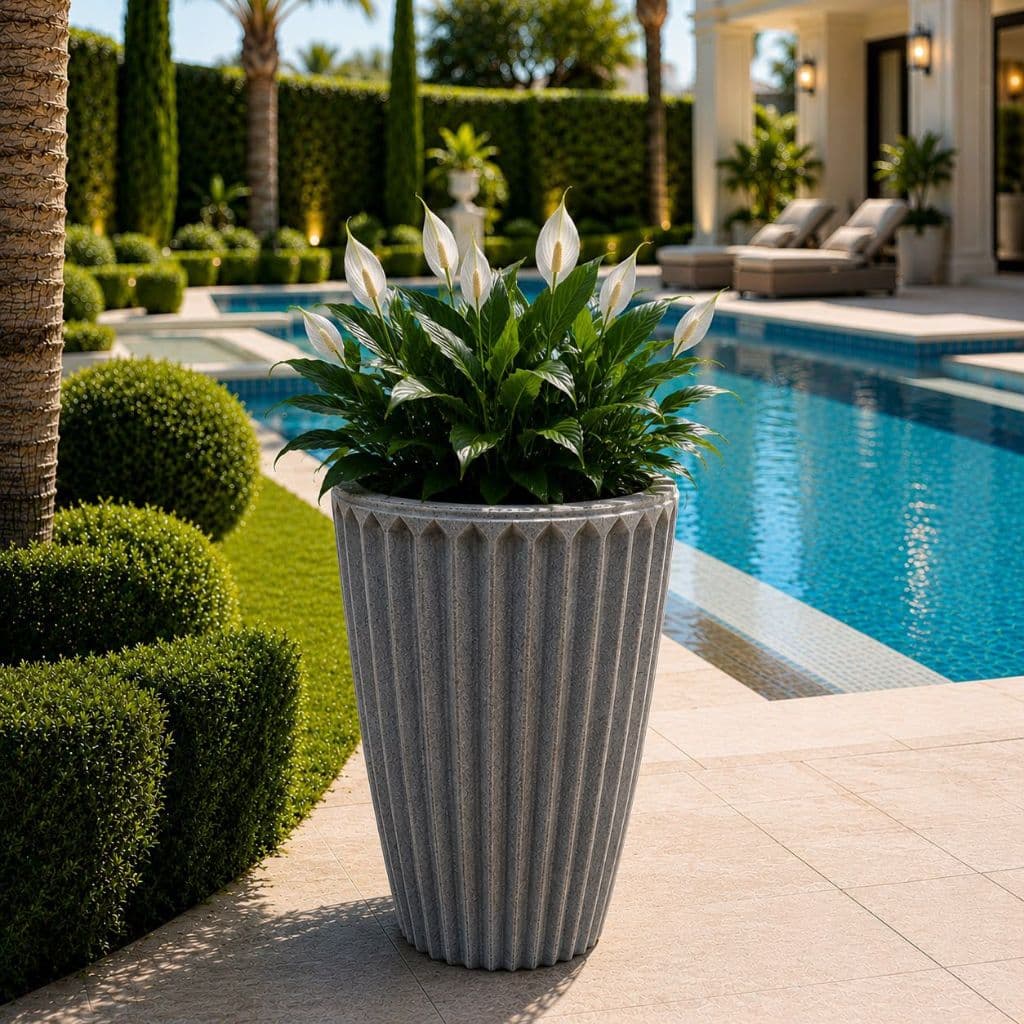 Vaso para Planta Canelado Coluna Decorativo Jardim Sala Moderno Resistente