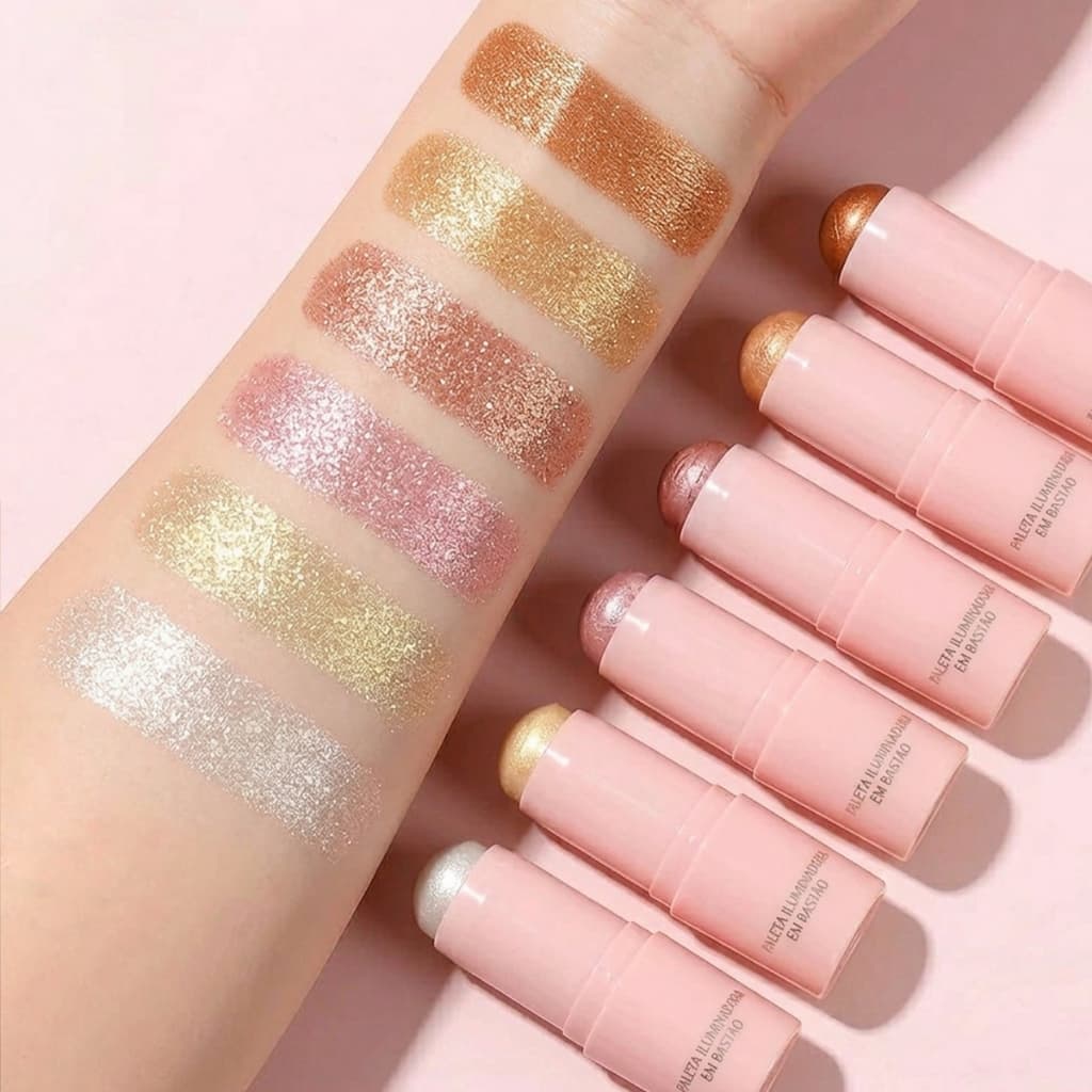 🌸Axiu🌸Iluminador em Bastão Highlighter Stick Cremoso com Brilho Perolado Efeito Molhado e Pele Radiante 5.12