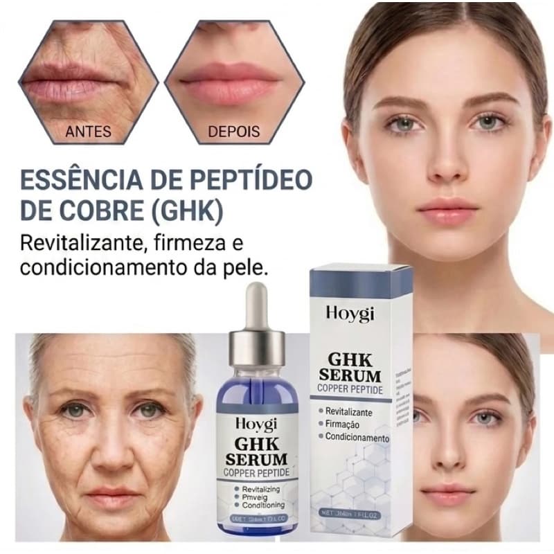 Sérum Facial GHK Copper Antissinais Hidratante Ácido Hialurônico Firmeza da Pele
