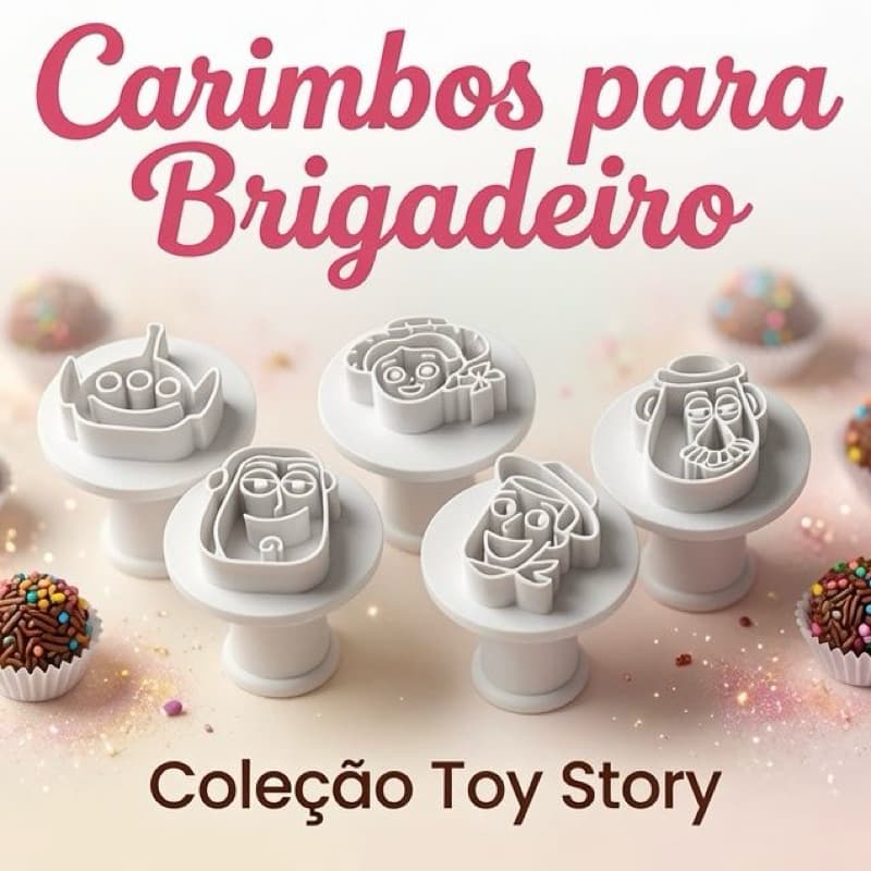 Carimbos Toy Story 5 | Woody, Buzz, Jessie e Sr. Cabeça de Batata e Alien| Brigadeiro Pasta Americana Food Safe