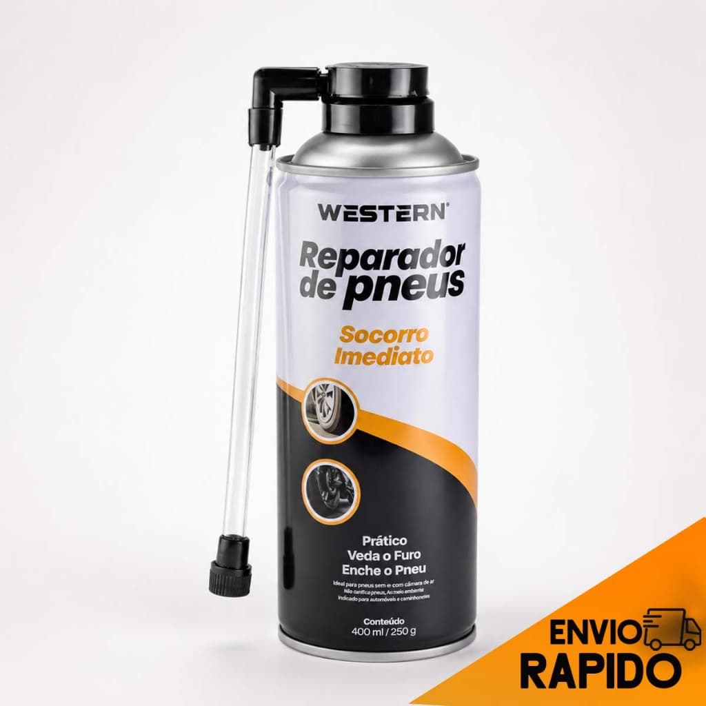 Reparador de Pneus Moto Bicicleta e Carros Instantâneo 400ml Western Pratico de Uso Faz Envio Rapido!