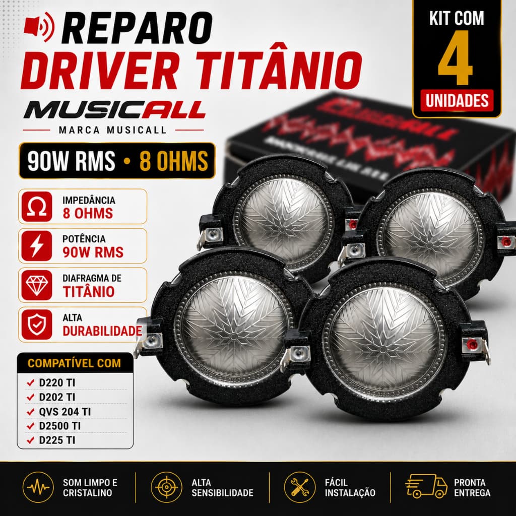4 Reparo Musicall Para Driver D220 Ti D202 Ti 90w Rms 8 Ohms Para Som Automotivo Som Profissional Som Residencial