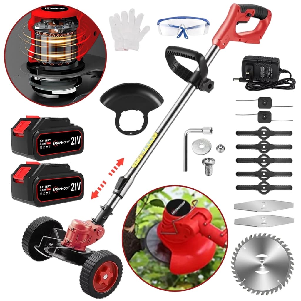 800W Aparador Cortador De Grama Roçadeira Brushless 2 Bateria Recarregável