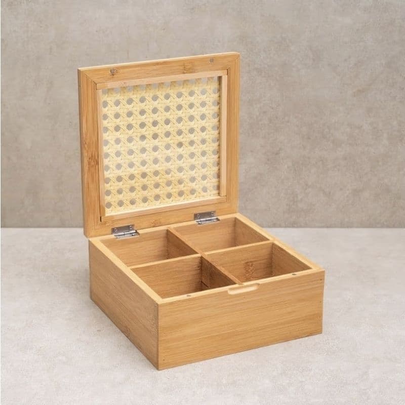 Caixa Decorativa Oikos | Palha Indiana e Bambu, Natural