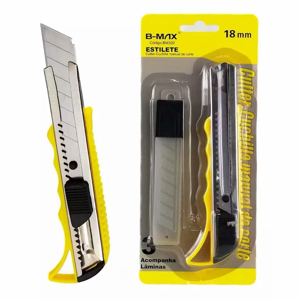 Kit 2/5/8/10 Estiletes 18mm  com Lâminas Profissional Retrátil Resistente