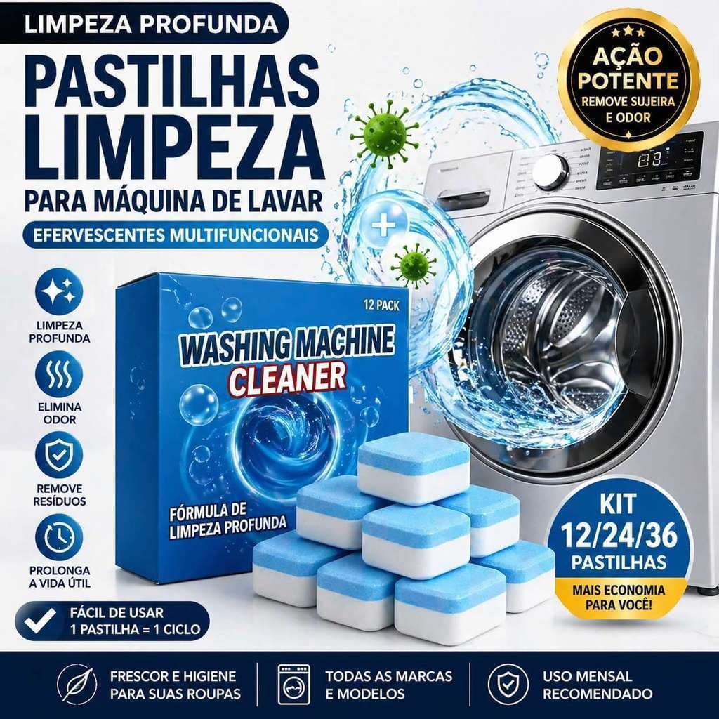 Kit 6/12/24/36 Pastilhas Limpa Máquina De Lavar Efervescente Tira Odor Limpeza Profunda Completa Louça Removedor Sujeira