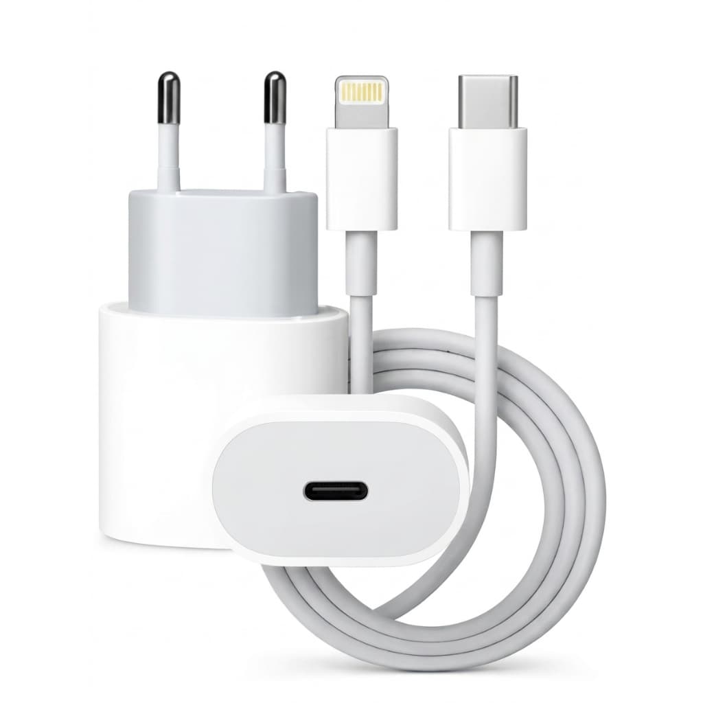 Carregador iPhone Lightning 20W Fonte USB-C Cabo 1m Turbo Carga Rápida