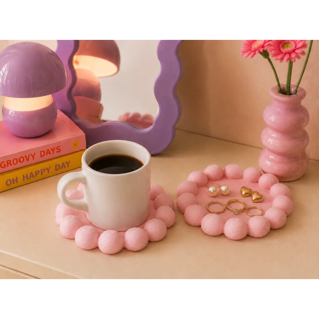 Kit com 2 Descansos de Copo Bolha Decorativo Porta Joias Organizador Multiuso