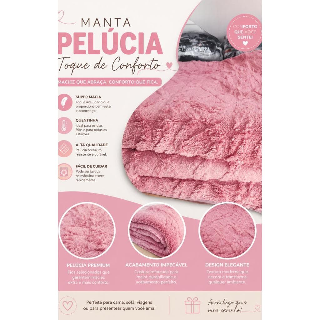 Cobertor Manta Casal Canelado com Sherpa Boreal Diamond Plush Premium Dupla face 2,10X1,90