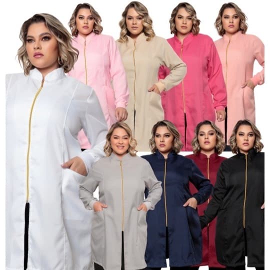 Jaleco Feminino Gola Padre Plus Size Nice Várias Cores Gardenia Uniformes
