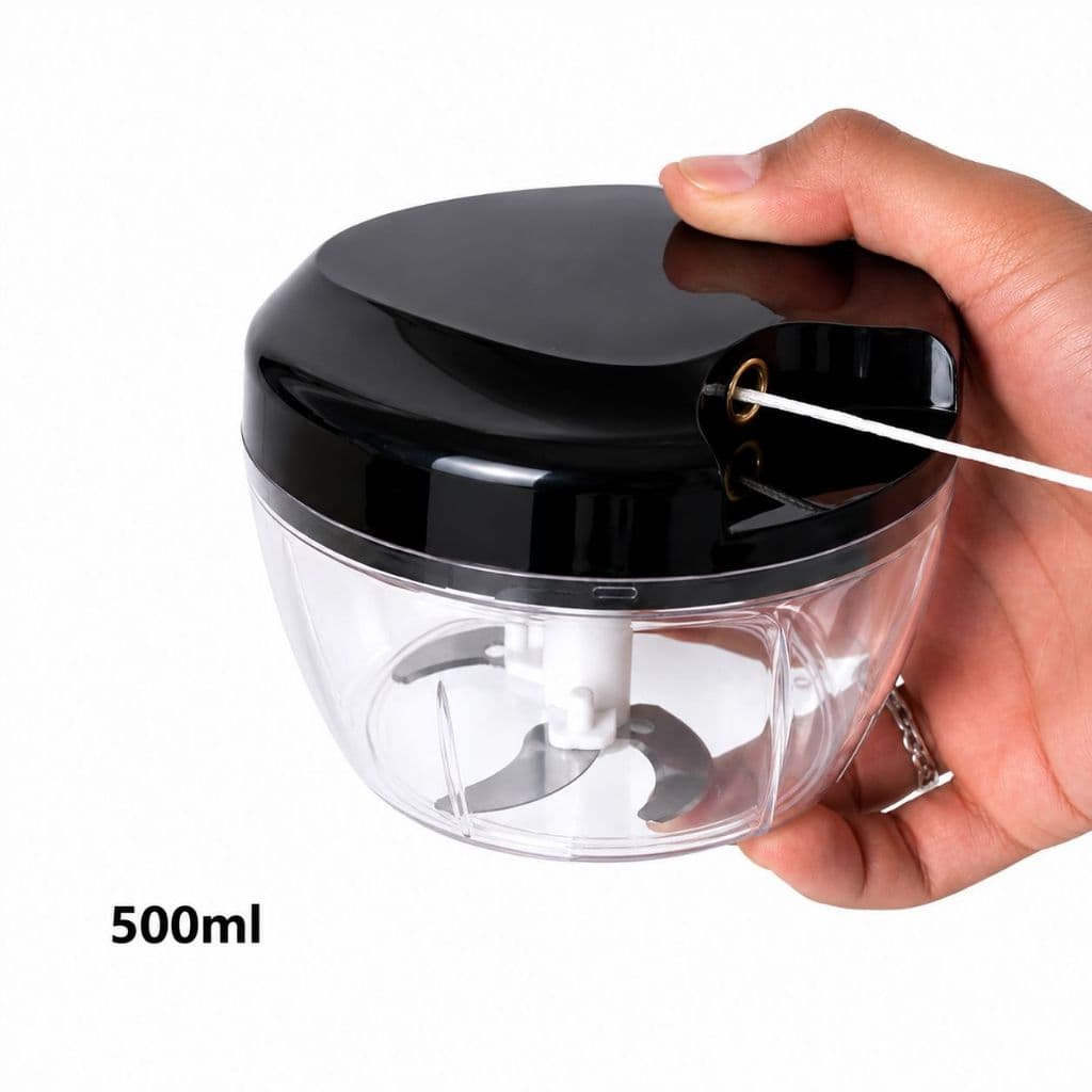 Processador Triturador de 500ml Grande de Alimentos - Manual 3 lâminas de Inox Kit 1 a 2 Legumes e Verduras