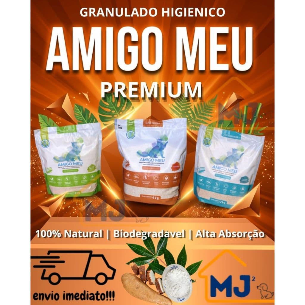 Areia Higiênica Grãos Finos Para Gatos - Biodegradável - Mandioca