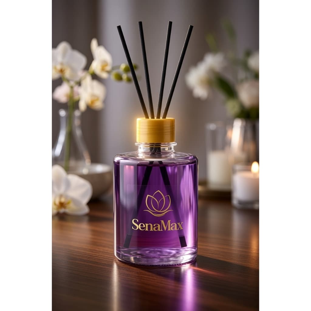 Difusor de Aromas Orquídea Negra 250ml Roxo Senalandia com Varetas para Ambiente Premium