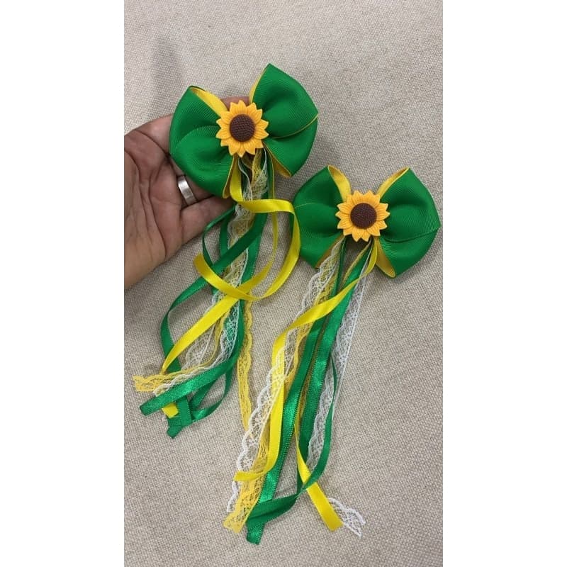 Parzinho Laço Infantil Junino Girassol/Copa do Mundo, Brasil,Verde e Amarelo 💛💚
