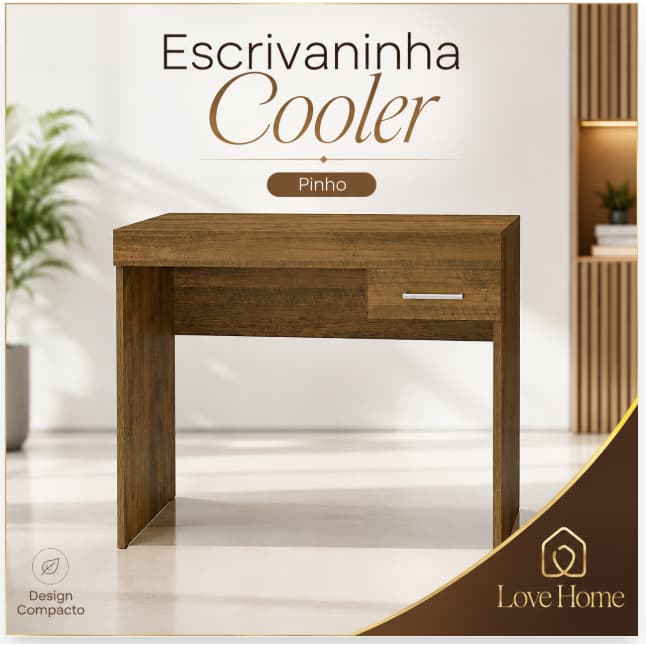 Escrivaninha Home Office Cooler com Gaveta Compacta 74.5 x 91 x 41.5 cm Quarto Escritório Computador