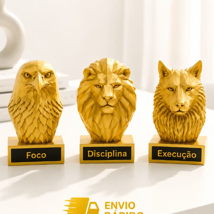 Escultura Decorativa  Premium para Mesa – Águia, Leão ou Lobo | Decoração Motivacional de  Qualidade