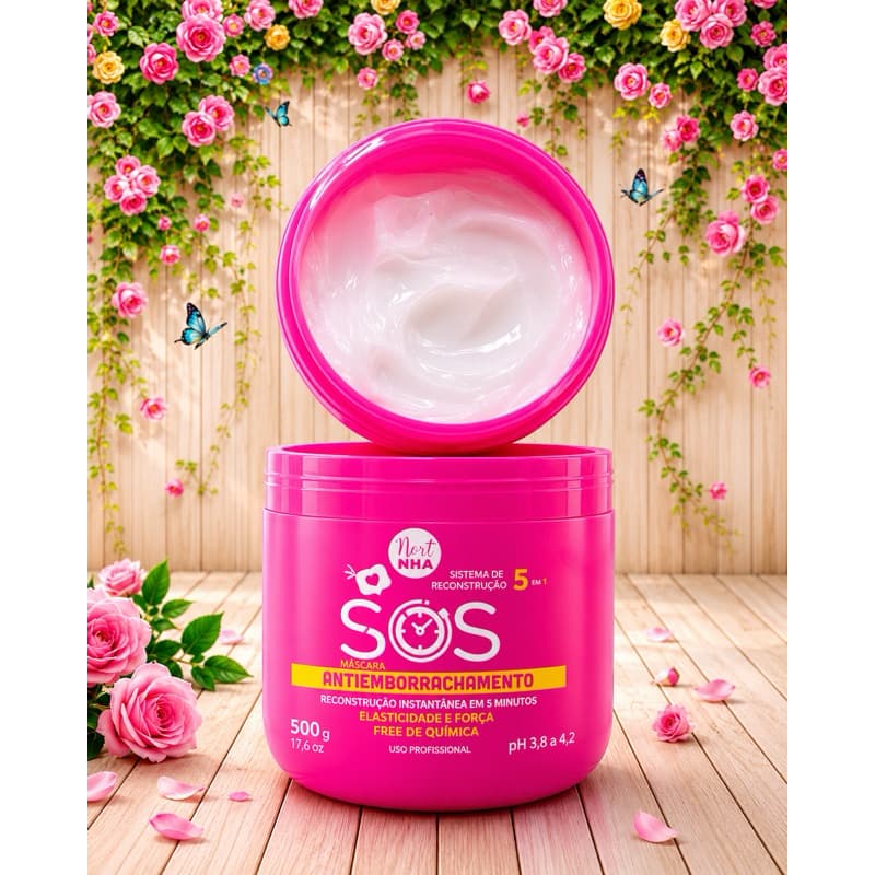 Máscara de Reconstrução SOS Antiemborrachante 500ml - Fortalece, Hidrata e Protege