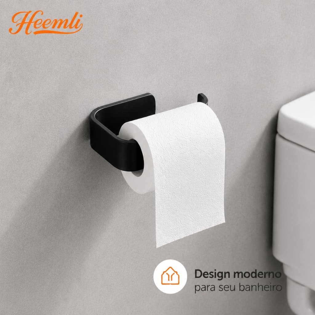 Suporte de Papel Higiênico Multiuso Sem Furos, Anti-Ferrugem para Banheiro e Cozinha Heemli